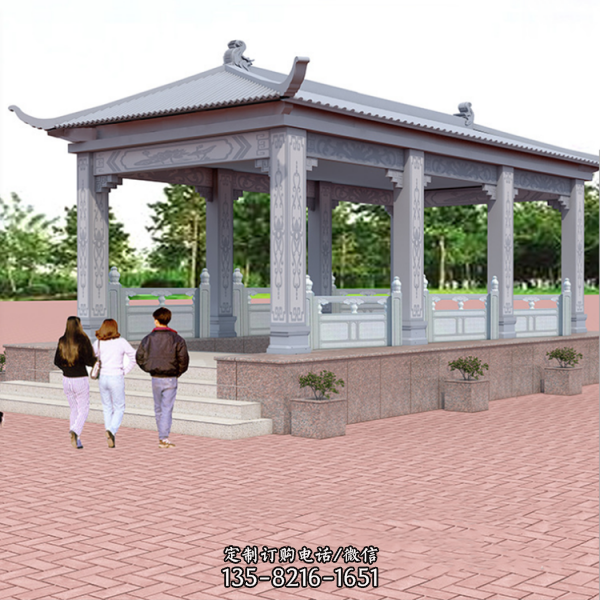 公園擺放晚霞紅花架葡萄架走廊長(zhǎng)亭座椅擺件（3）