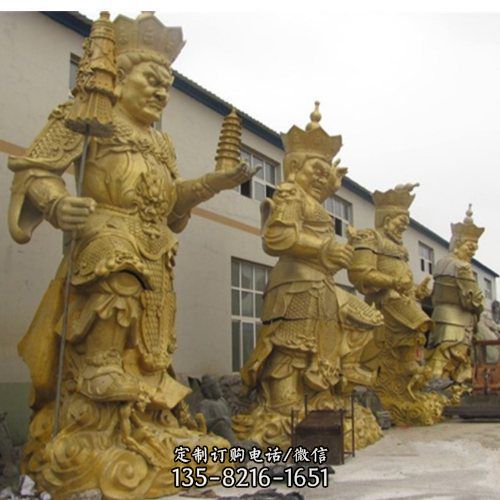 玻璃鋼彩繪戶外寺廟大型佛像四大天王雕塑