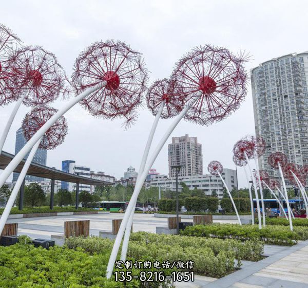 戶外廣場創意景觀美陳裝飾工藝品不銹鋼蒲公英雕塑（1）