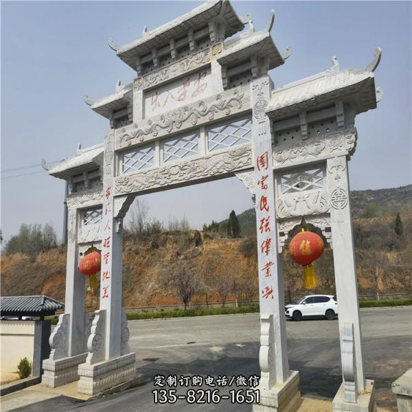 仿古做舊鄉村街道 定制石雕石牌坊雕塑