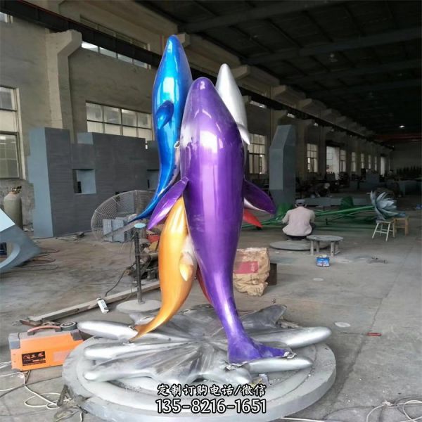 水景魚類造型擺件加工 玻璃鋼海豚雕塑（2）