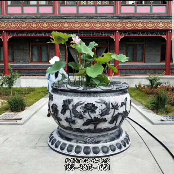 庭院仿古做舊養(yǎng)魚種花缸雕塑（2）