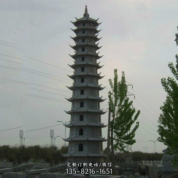 寺廟供奉戶外大型大理石石雕佛塔雕塑（3）