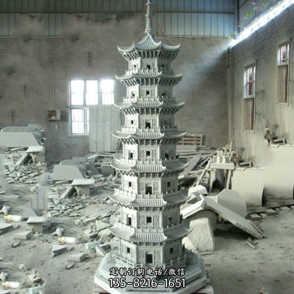 寺廟供奉戶外大型大理石石雕佛塔雕塑（4）