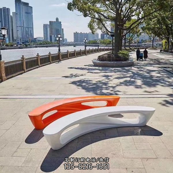 商場玻璃鋼彩繪坐凳 公園廣場休閑座椅雕塑（6）