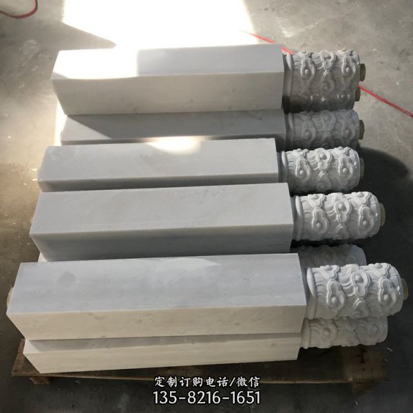 景區河道擺放大理石漢白玉雕刻梅蘭竹菊防護欄板雕塑（5）