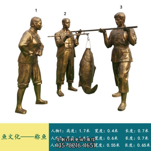 玻璃鋼仿銅魚文化人物景觀雕塑（5）