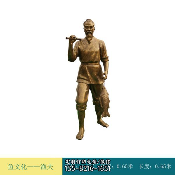 玻璃鋼仿銅魚文化人物景觀雕塑（6）