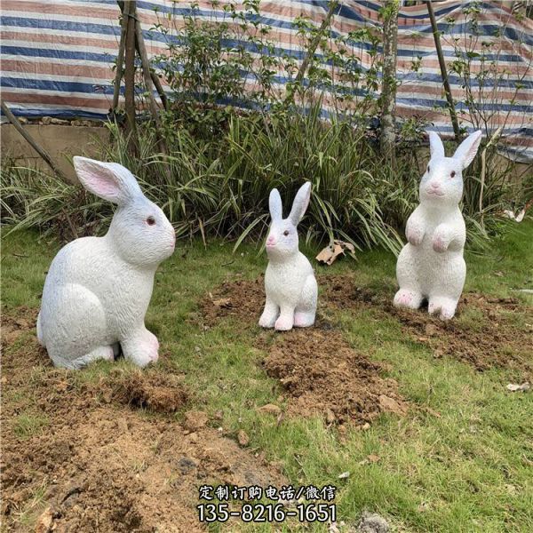  玻璃鋼動物造型 公園仿真動物兔子雕塑（2）