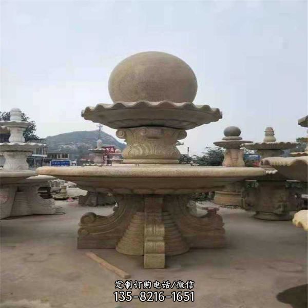 別墅庭院大型石雕轉(zhuǎn)運(yùn)珠噴泉水景觀雕塑（2）