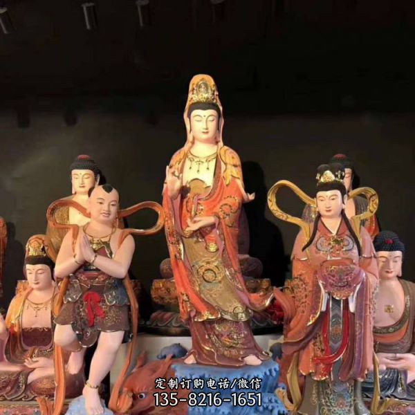 寺院擺放玻璃鋼彩繪觀世音佛像（3）