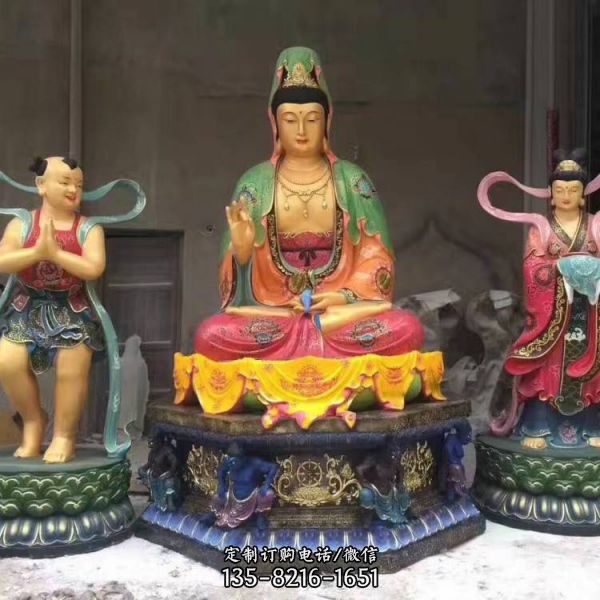 寺院擺放玻璃鋼彩繪觀世音佛像（5）