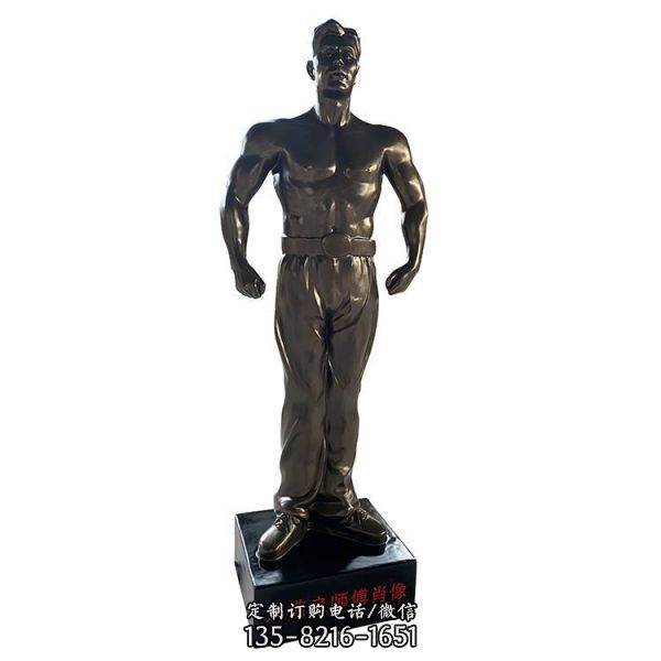 仿銅古代人像雕塑體育館門口美陳（1）