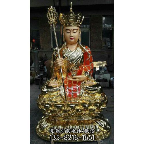 寺廟景點大型玻璃鋼漆金定制地藏王雕塑 （1）