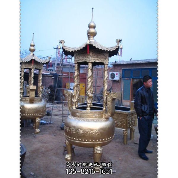 佛堂銅香爐 戶外佛堂銅香爐雕塑（1）