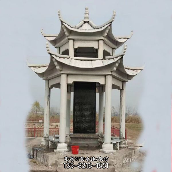 園林景觀大理石雕刻仿古建六角石亭子  （2）