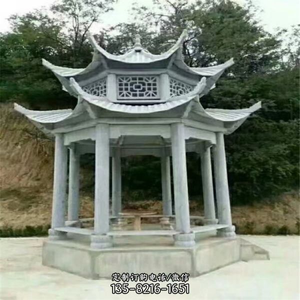 園林景觀大理石雕刻仿古建六角石亭子  （3）