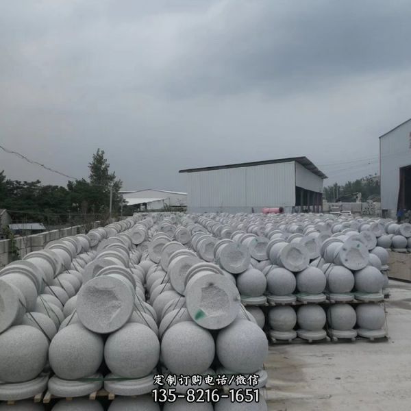 芝麻白灰花崗巖廣場阻車石路障石球（1）