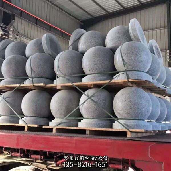 芝麻白灰花崗巖廣場阻車石路障石球（5）