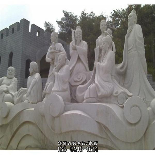 廣場景區擺放花崗巖八仙過海神話人物石像（5）