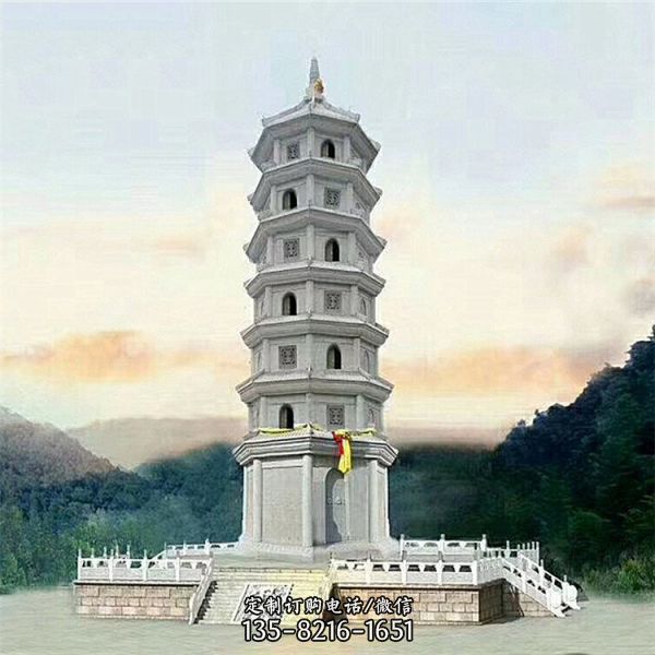 景區寺院擺放大理石雕刻舍利佛塔（6）