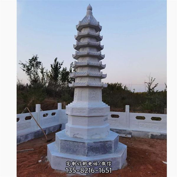 景區寺院擺放大理石雕刻舍利佛塔（3）