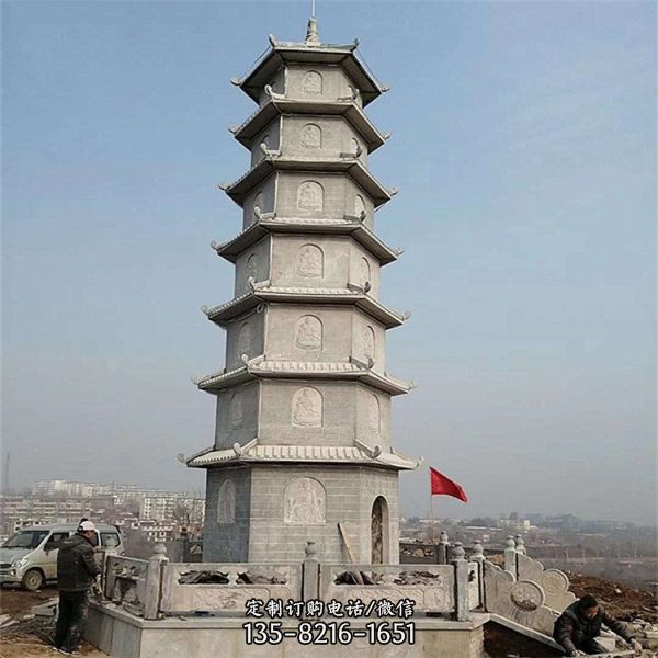 景區寺院擺放大理石雕刻舍利佛塔（5）