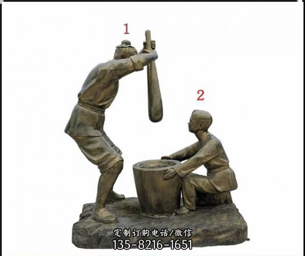 古代農耕人物民俗文化情景人物主題景觀雕塑（8）