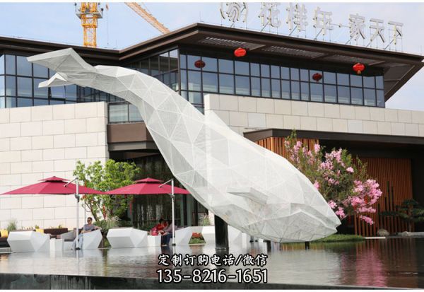 大型不銹鋼抽象海豚雕塑園林廣場戶外擺件（6）