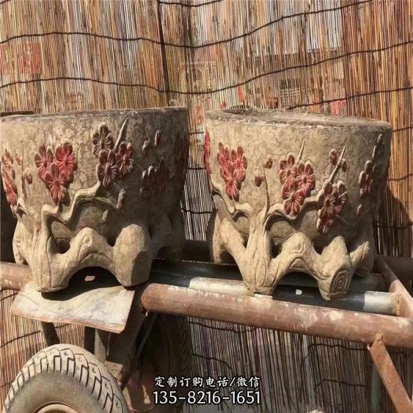 戶外水景園林雕塑擺件仿古做舊花盆雕塑（1）