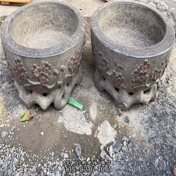 戶外水景園林雕塑擺件仿古做舊花盆雕塑（4）