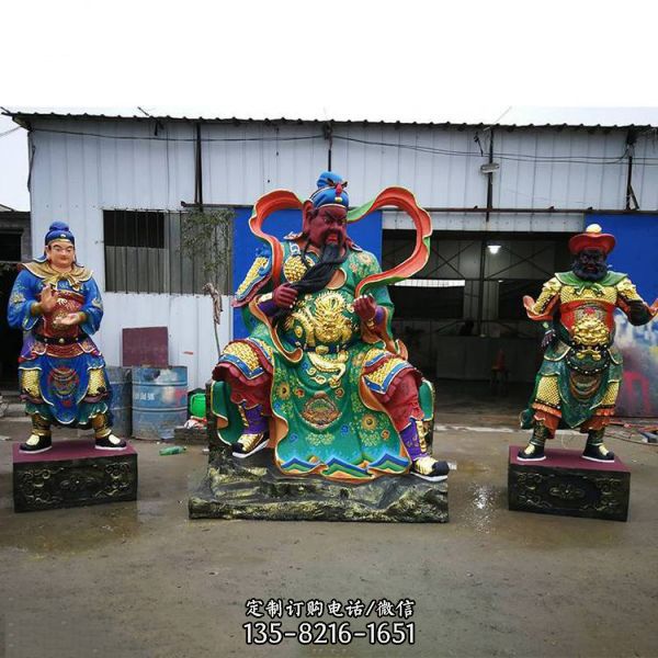寺廟玻璃鋼彩繪關(guān)羽關(guān)二爺神像雕塑（2）