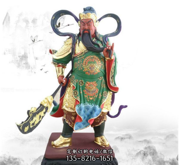 寺廟玻璃鋼彩繪關(guān)羽關(guān)二爺神像雕塑（4）