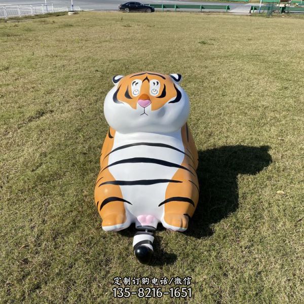 虎年吉祥物擺件新春生肖動物裝飾擺件卡通老虎雕塑（3）