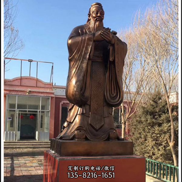 廣場學校擺放大型鑄銅歷史學家孔子雕像（2）