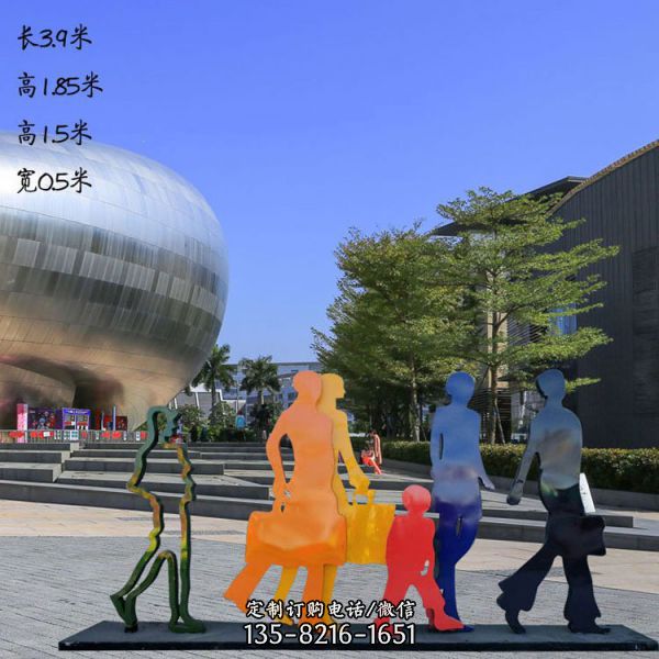 廣場擺放璃鋼彩繪購物人雕塑（3）