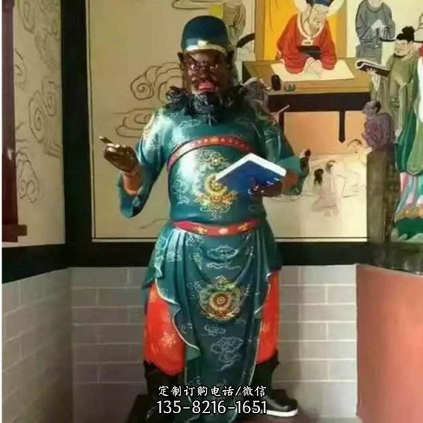 道觀擺放玻璃鋼彩繪噴漆武財神看書關羽銅雕塑（4）