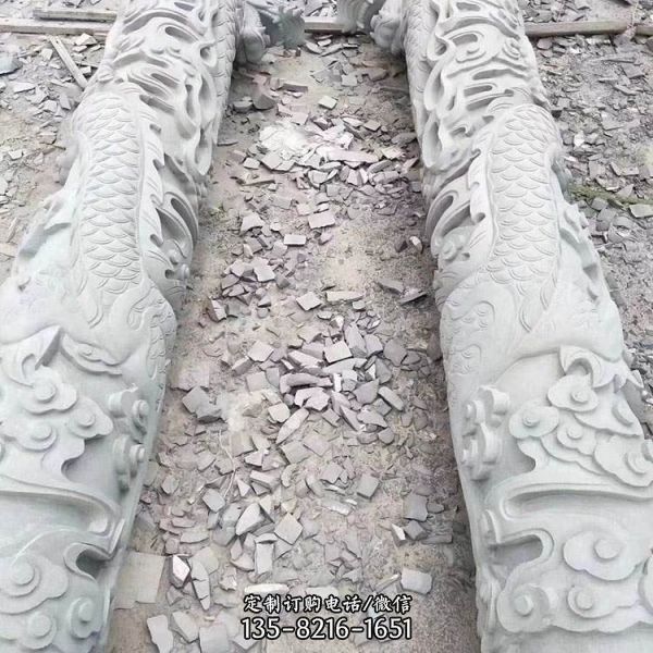 廣場大型擺件石雕園林景觀龍柱雕塑（1）