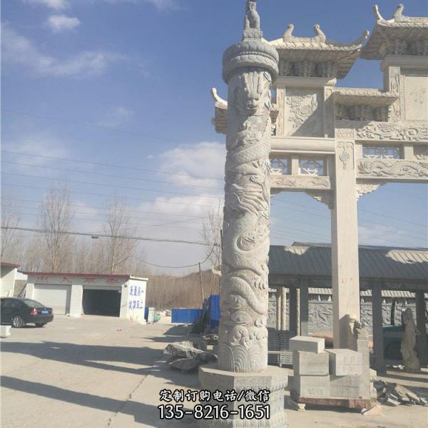 廣場大型擺件石雕園林景觀龍柱雕塑（4）