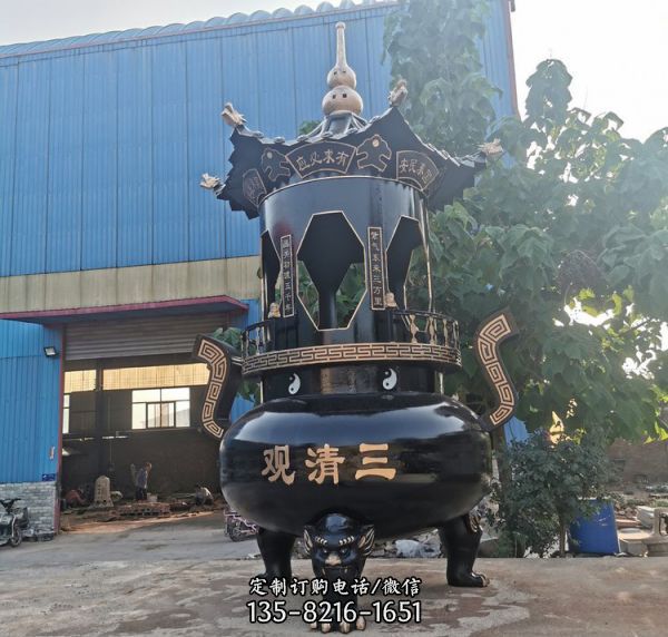 宗祠鑄銅露天祈福焚燒香爐雕塑 （4）