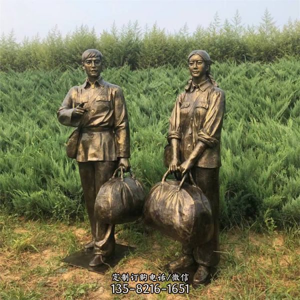 玻璃鋼仿銅景觀戶外園林民俗小品主題人物雕塑（3）