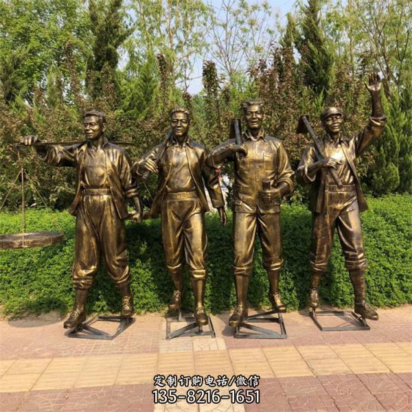 玻璃鋼仿銅景觀戶外園林民俗小品主題人物雕塑（4）