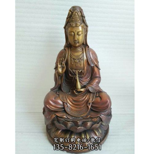 玻璃鋼彩繪漆金寺廟菩薩觀音雕塑（1）