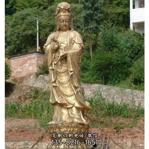 玻璃鋼彩繪漆金寺廟菩薩觀音雕塑（4）