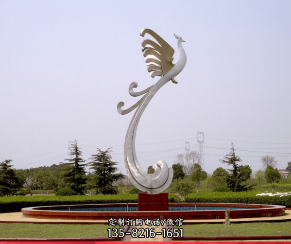 戶外不銹鋼抽象鏤空大型擺件創意園林景觀雕塑（4）