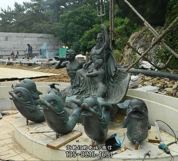 城市玻璃鋼鑄造人物水景雕塑銅像（4）