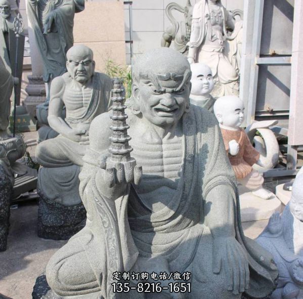 仿古羅漢石雕 花崗巖小沙彌擺件雕塑（3）