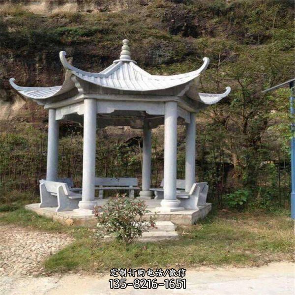 景區園林擺放石雕花崗巖石亭子（2）