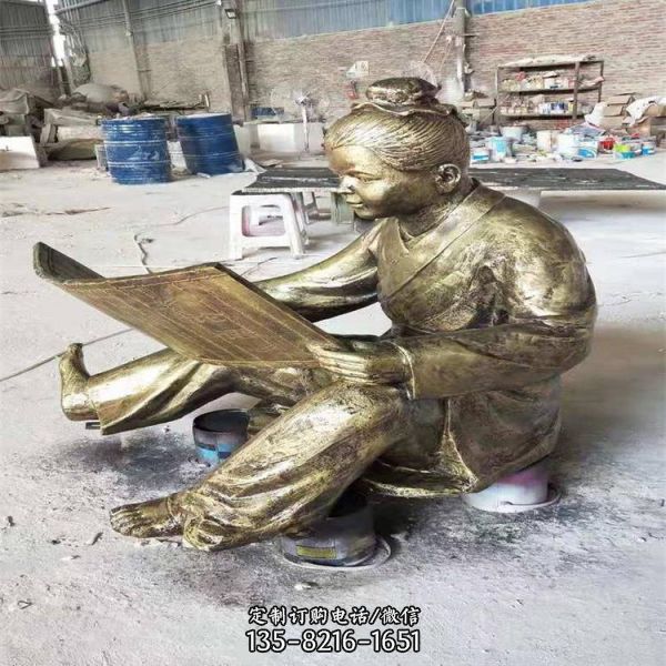 玻璃鋼仿古學習看書人物雕塑學院景觀擺件（4）
