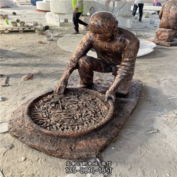 公園擺放玻璃鋼仿銅民俗人物小品雕塑 （5）
